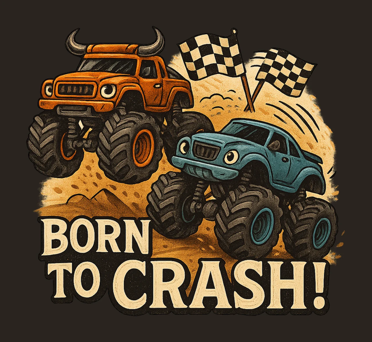 Monster Trucks Sublimation Cars Artwork Boys shirt Design contrast preview thumbnail