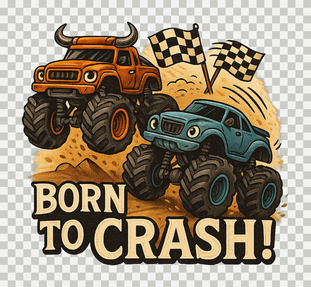 Monster Trucks Sublimation Cars Artwork Boys shirt Design transparency and detail preview thumbnail
