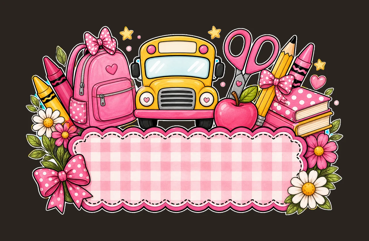 Girly Back to School Name Plate Kids Name Plate Variation A contrast preview thumbnail