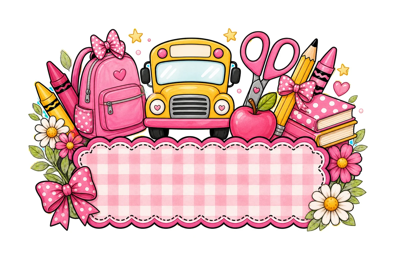 Girly Back to School Name Plate Kids Name Plate Variation A