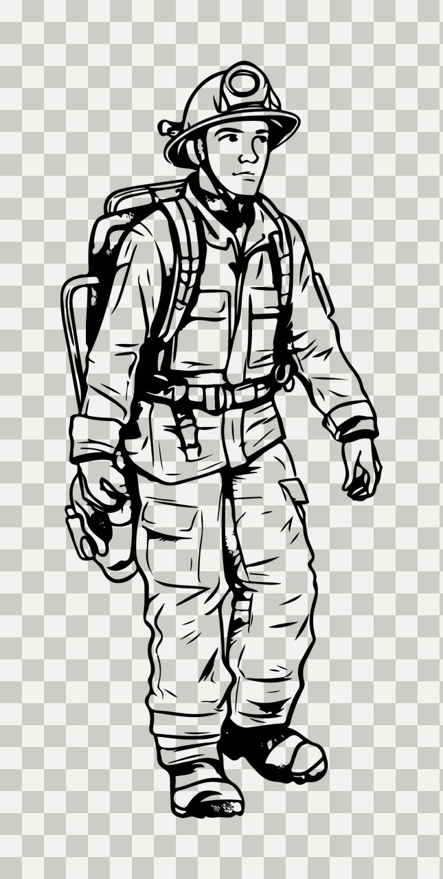 Emergency Worker In Protective Uniform person walking helmet transparency and detail preview thumbnail