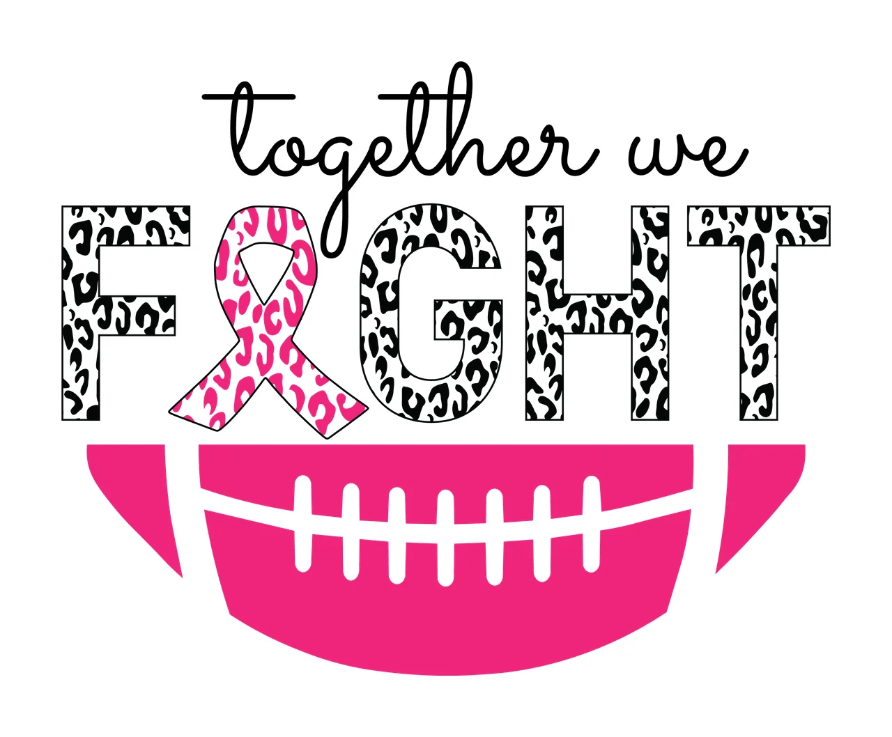 Leopard Together We Fight Ribbon Football Graphic print black