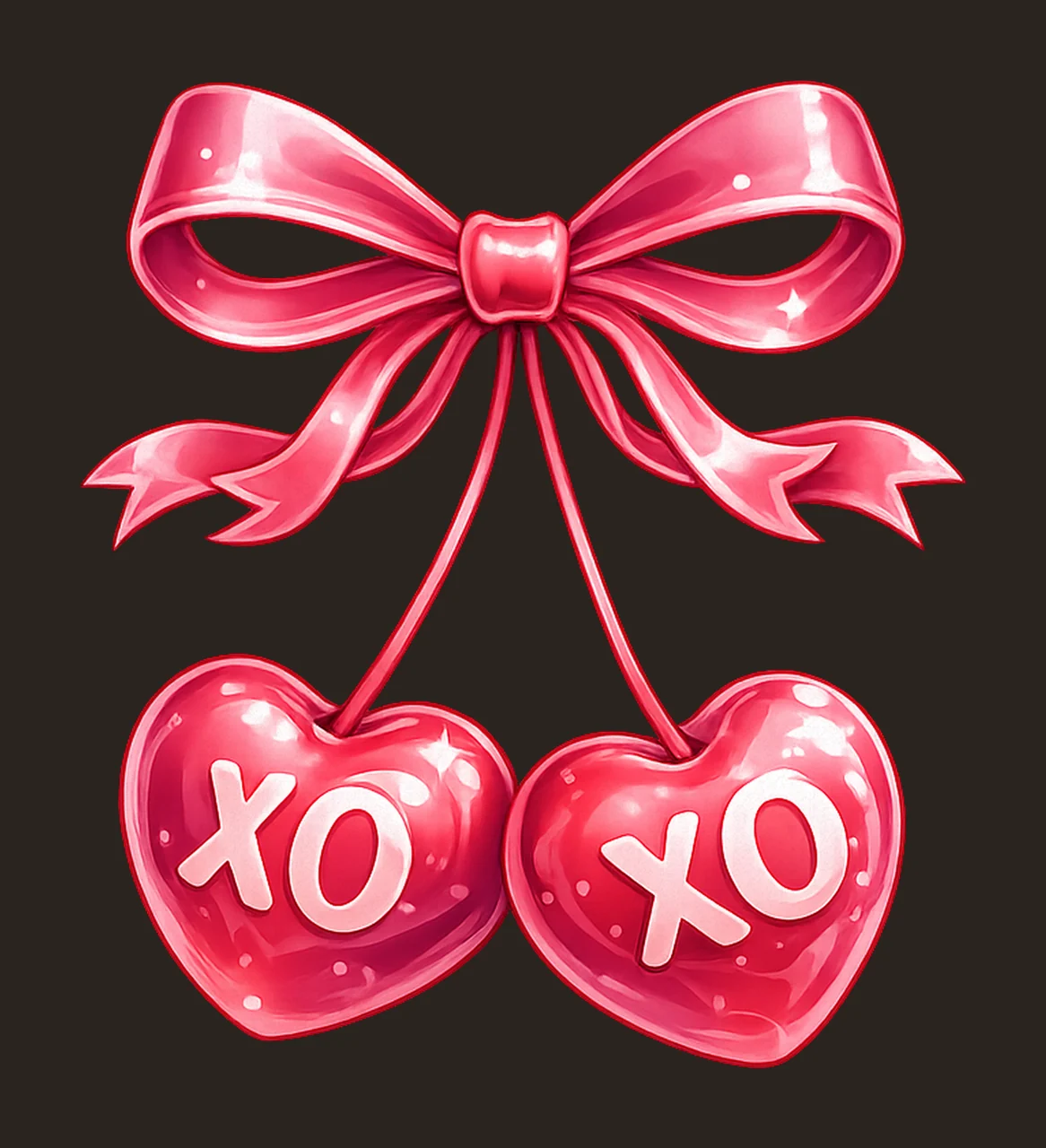 Retro Cherry Valentines XOXO Bow Coquette Cute Cherry contrast preview thumbnail