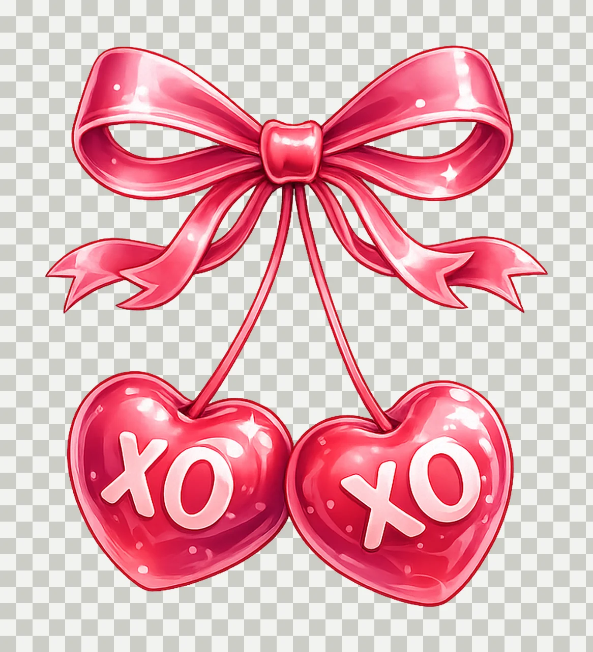 Retro Cherry Valentines XOXO Bow Coquette Cute Cherry transparency and detail preview thumbnail