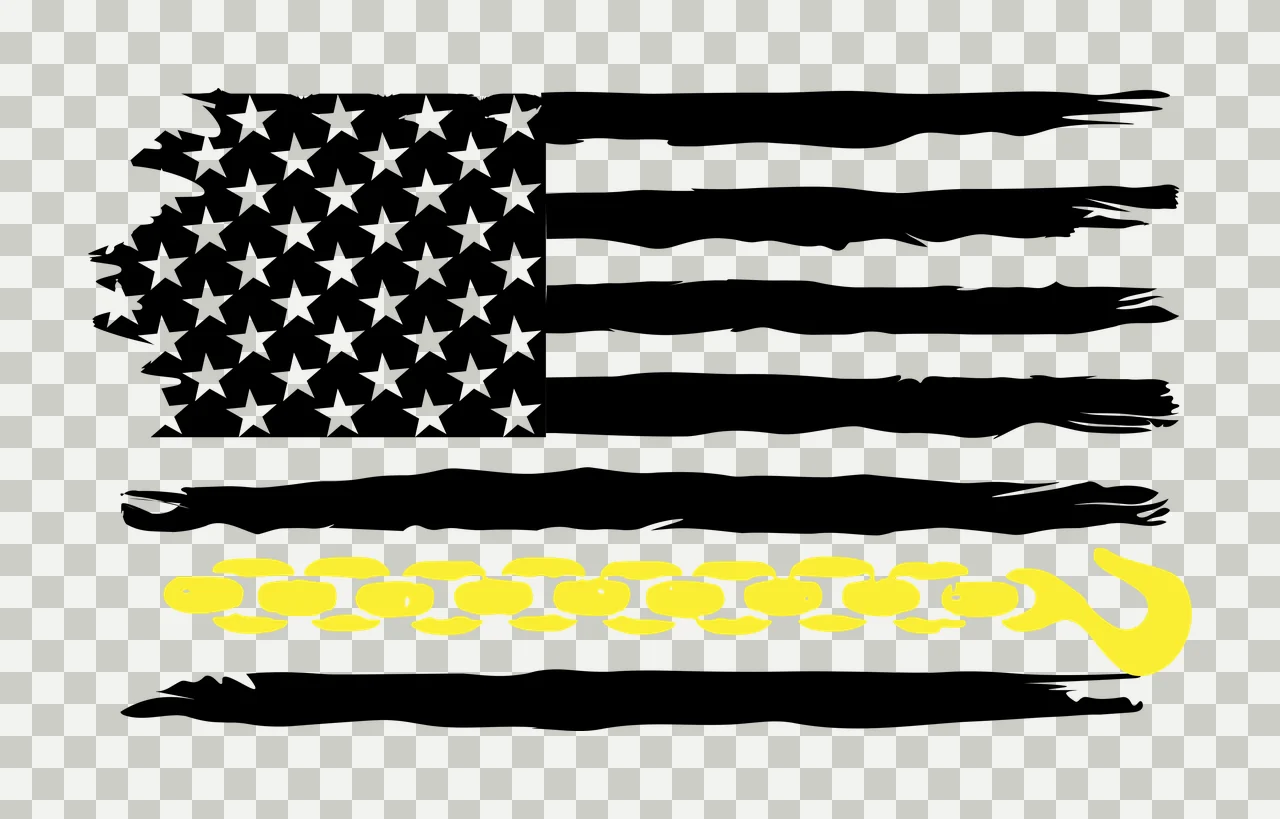 Flag Distressed American With Chain Hook stars stripes black transparency and detail preview thumbnail