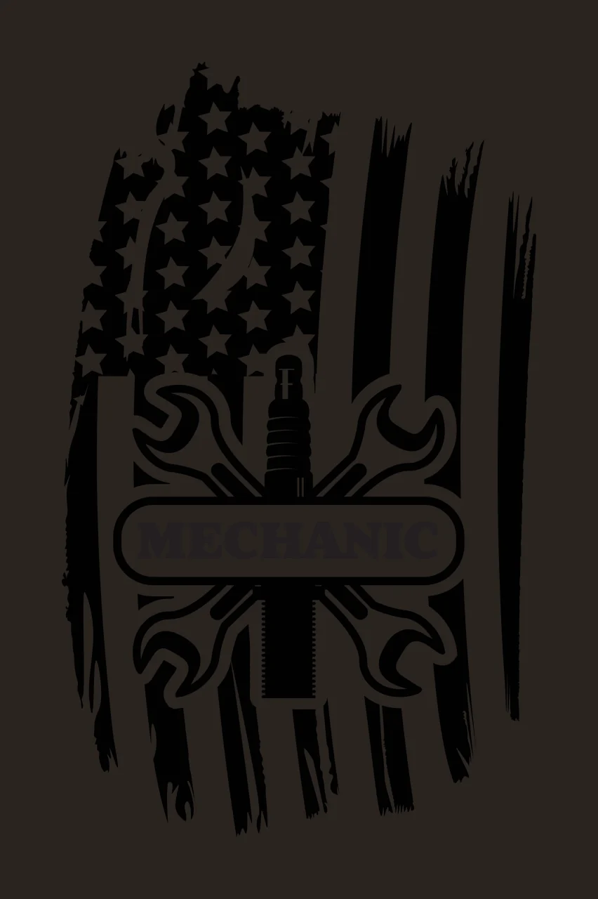 Mechanic Wrenches Over Spark Plug Flag and crossing distressed graphic contrast preview thumbnail