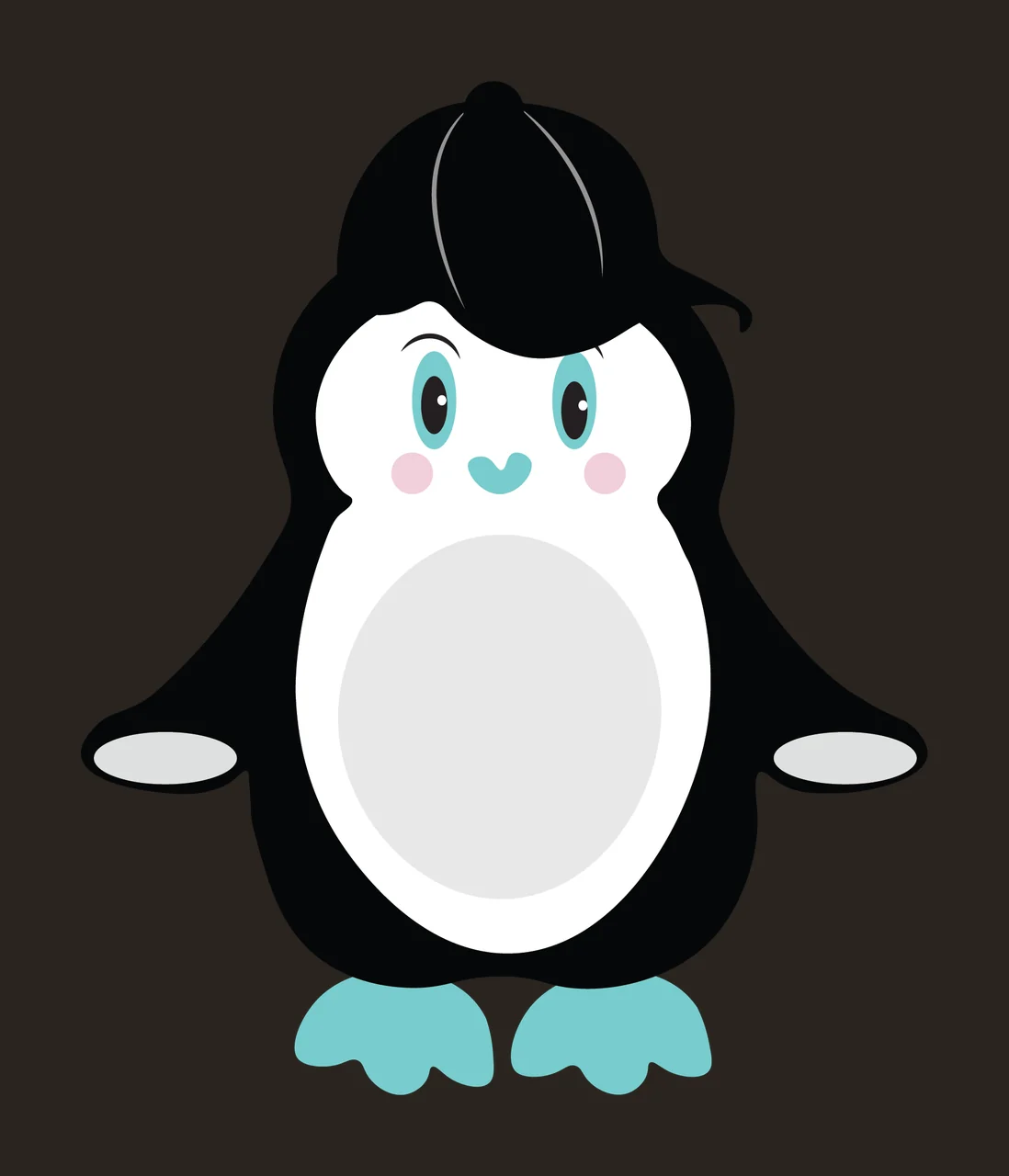 Simple Penguin Silhouette Wearing Cap standing black plain contrast preview thumbnail