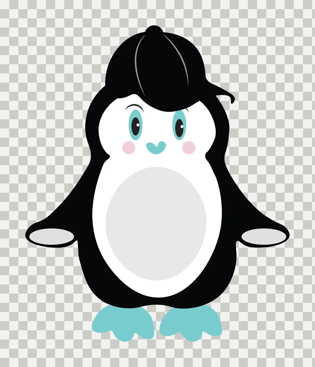 Simple Penguin Silhouette Wearing Cap standing black plain transparency and detail preview thumbnail