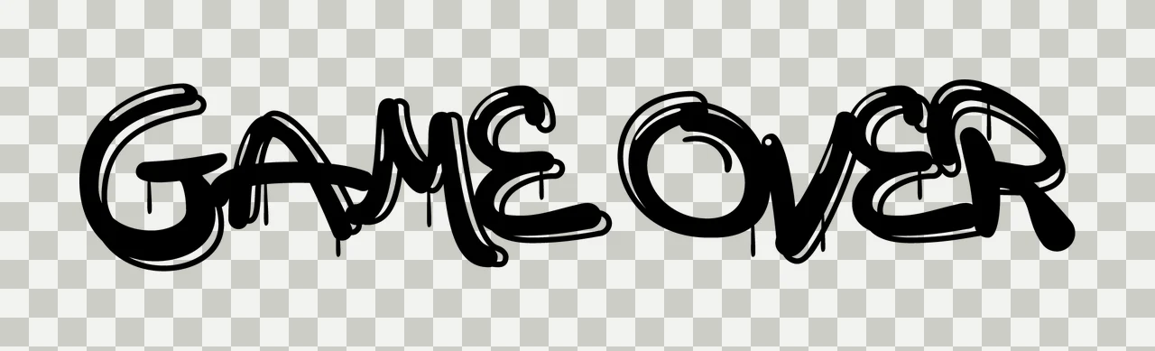 Game Over Graffiti Text letters black white dripping bold transparency and detail preview thumbnail