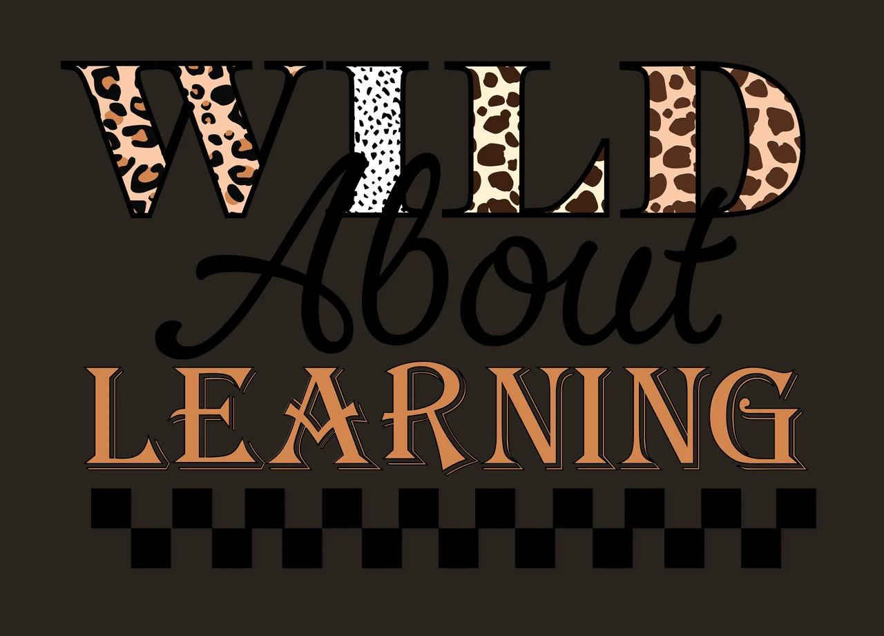 Wild About Learning Checkered Border Typography text display contrast preview thumbnail
