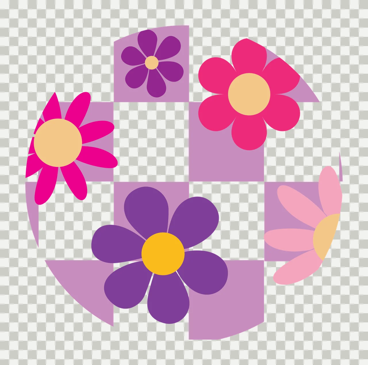 Keychain Flower And Checkerboard Circle Design pattern line art transparency and detail preview thumbnail