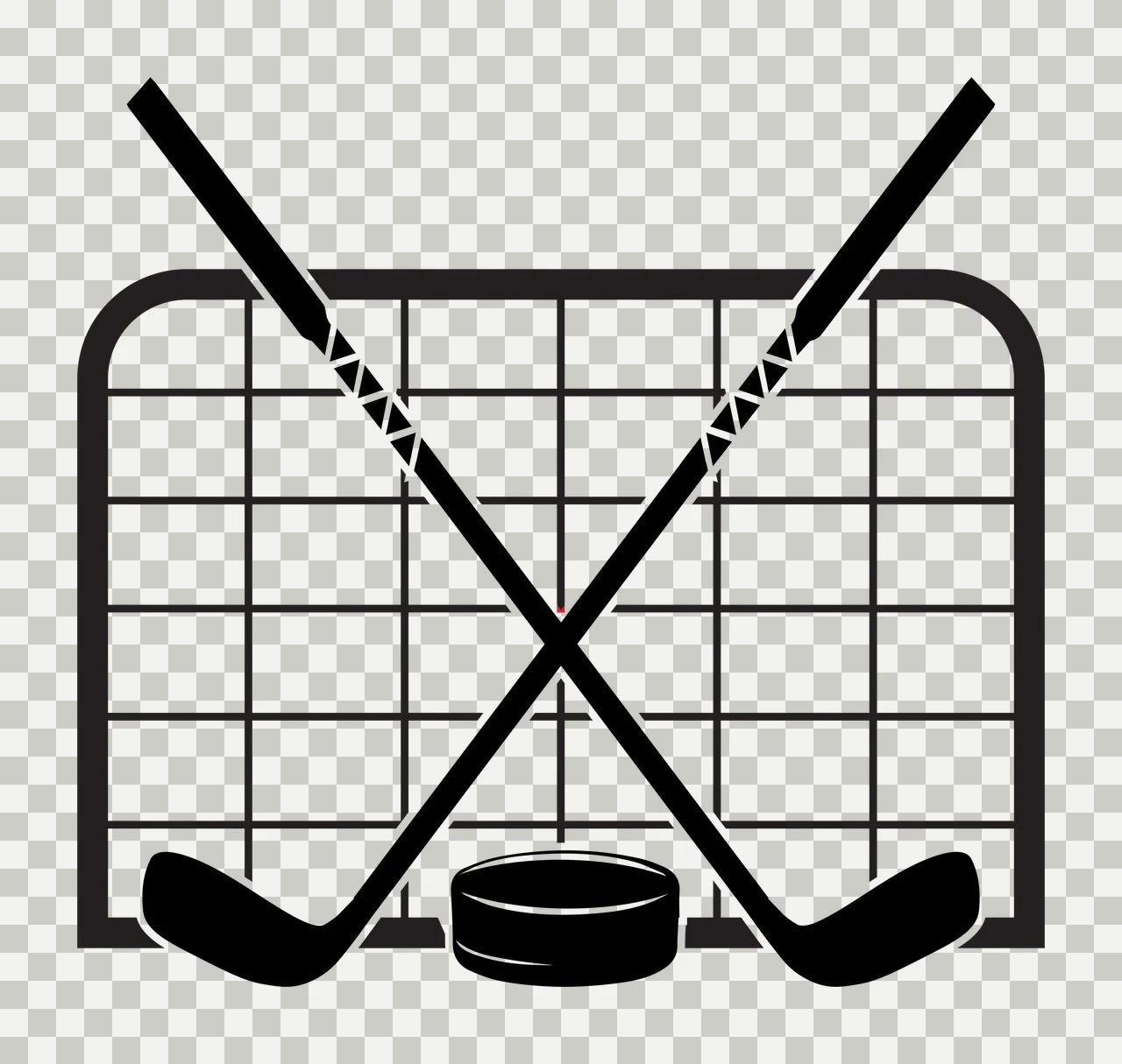 Hockey Black And White Ice Sticks Crossed Before net puck flat transparency and detail preview thumbnail
