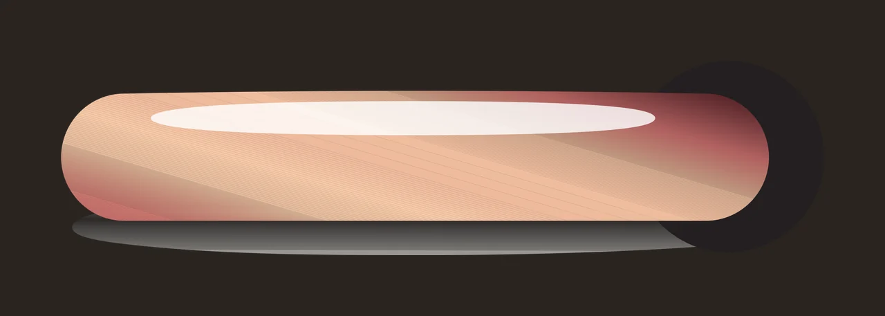 UI slider switch Illustration with horizontal glossy bar, dark circular knob, light reflection highlight and drop shadow in peach, pink and brown contrast preview thumbnail