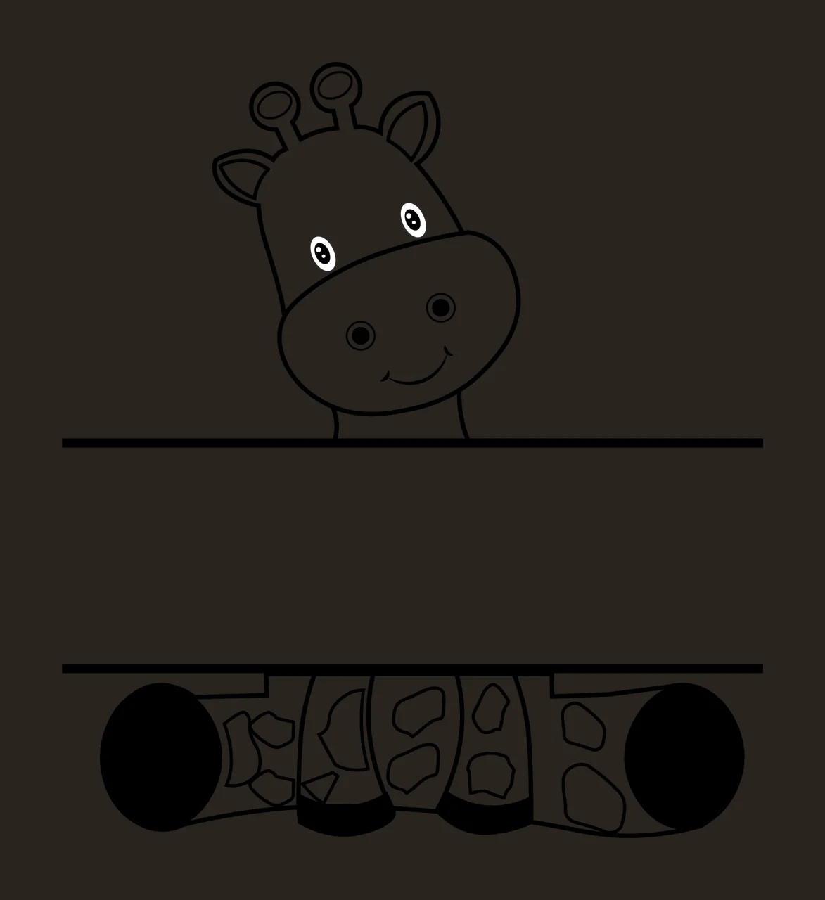 Animal Giraffe Character With Empty Sign holding spots cartoon line contrast preview thumbnail