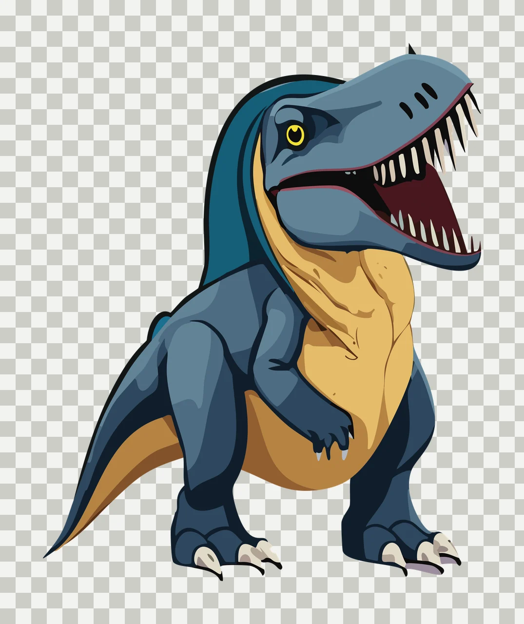 Dinosaur T Rex Black Silhouette Illustration standing teeth transparency and detail preview thumbnail