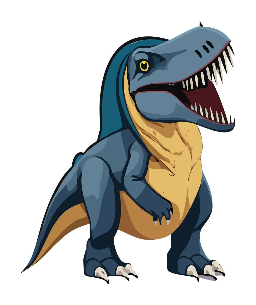 Dinosaur T Rex Black Silhouette Illustration standing teeth