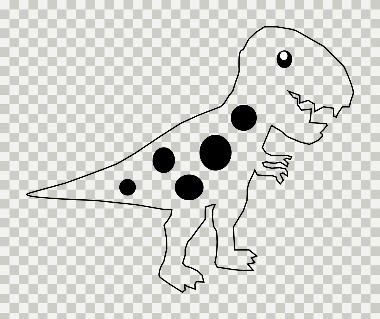 Dinosaur Outline With Spotted Pattern walking body spots teeth transparency and detail preview thumbnail
