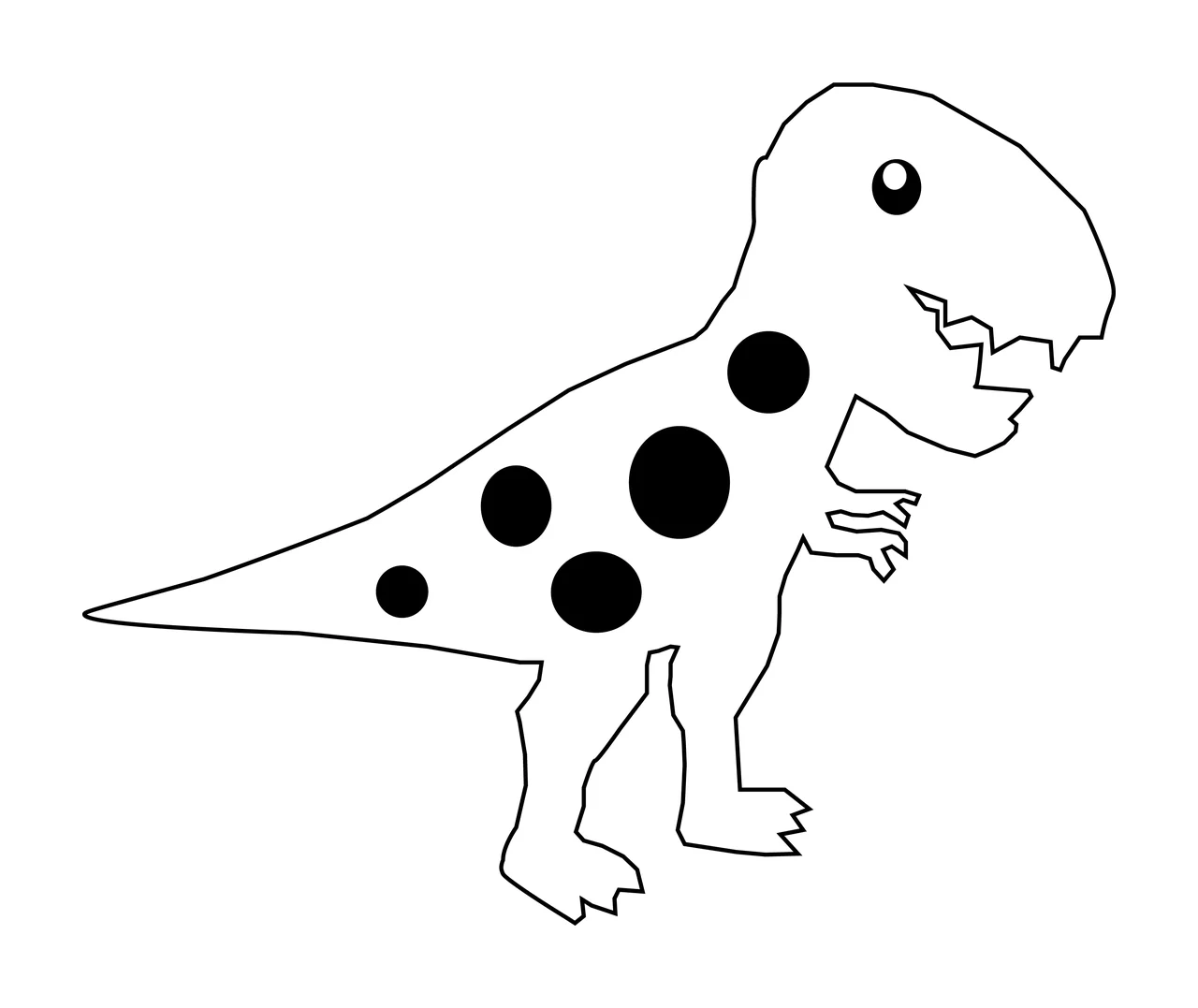 Dinosaur Outline With Spotted Pattern walking body spots teeth