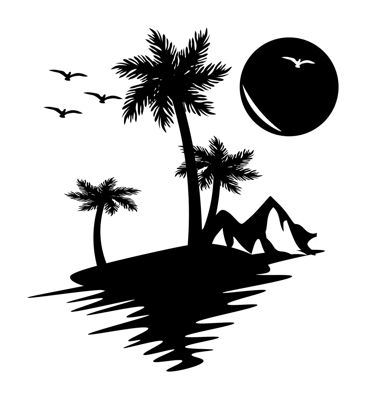 Palm Tree Trees Island Sunset Silhouette landscape sun bird