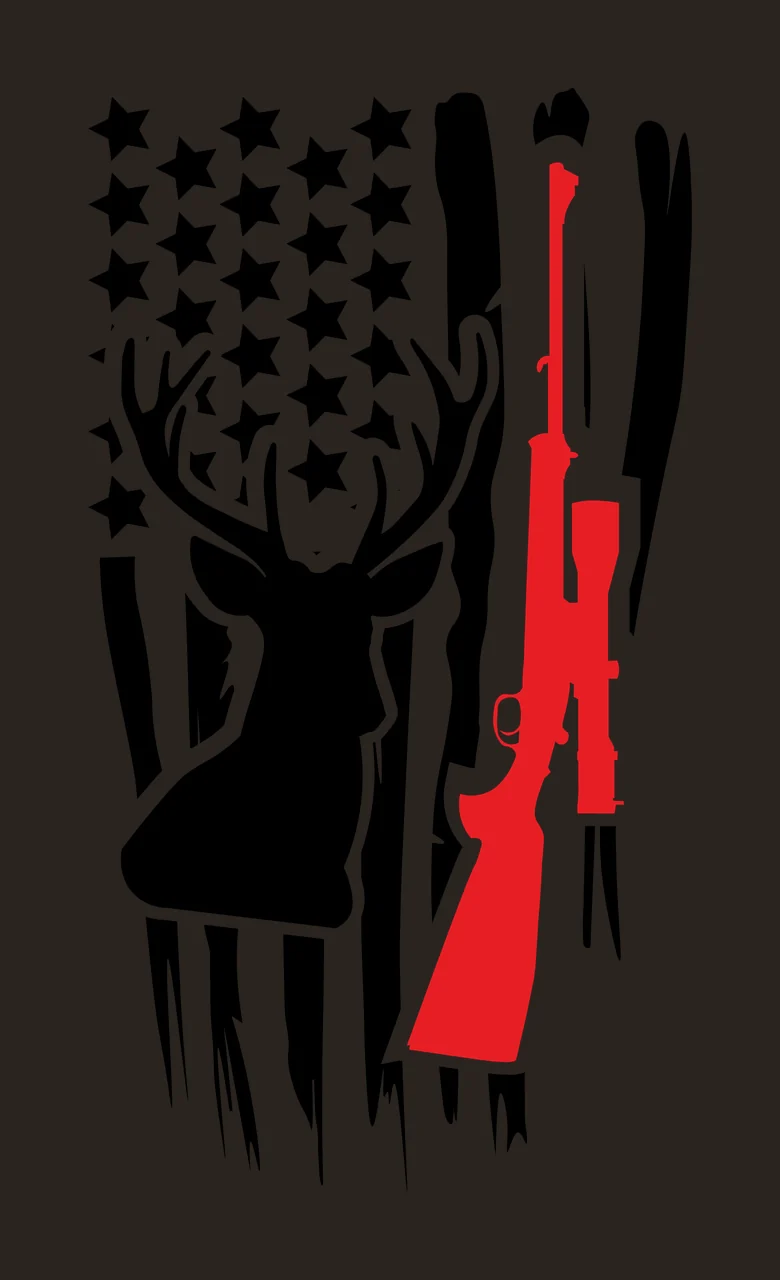 Hunting Deer American Flag Silhouette and rifle stars stripes contrast preview thumbnail