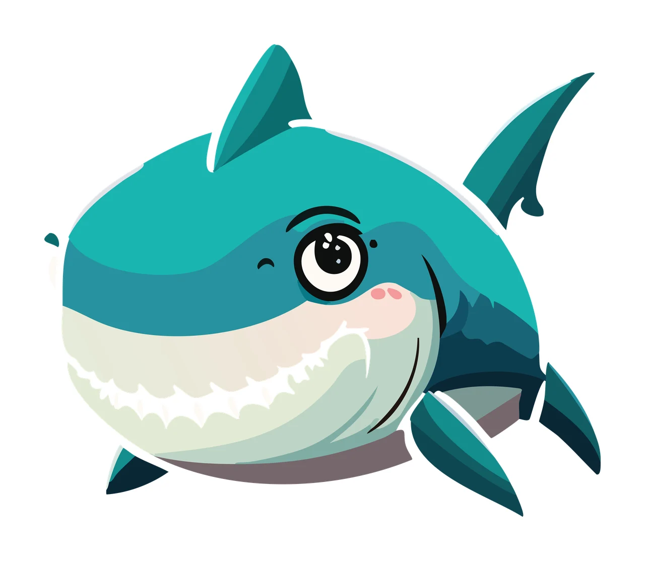 Animal Stylized Shark Head Graphic Illustration teeth black