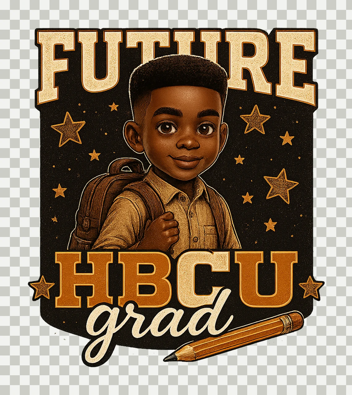 Future HBCU Grad Back to School Black Boy Artwork HBCU Pride transparency and detail preview thumbnail