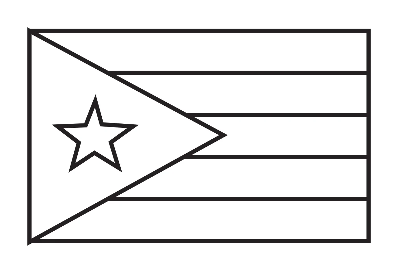 Flag With Triangle And Star Icon horizontal lines line art