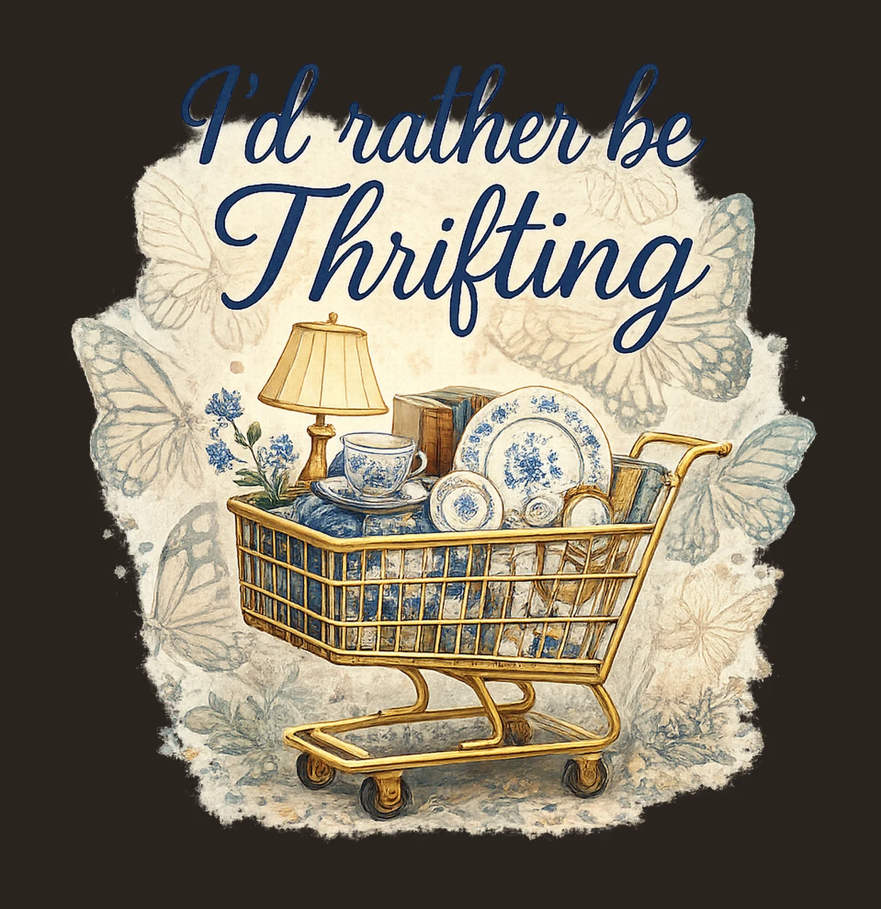 Id Rather Be Thrifting Thrift Aesthetic Shirt Design Blue contrast preview thumbnail