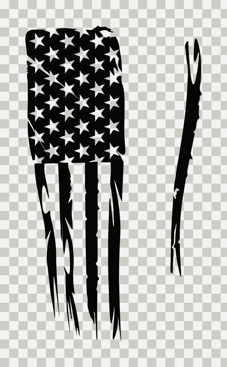 Flag Vertical Tattered Graphic With Separate Thin Bar stars transparency and detail preview thumbnail