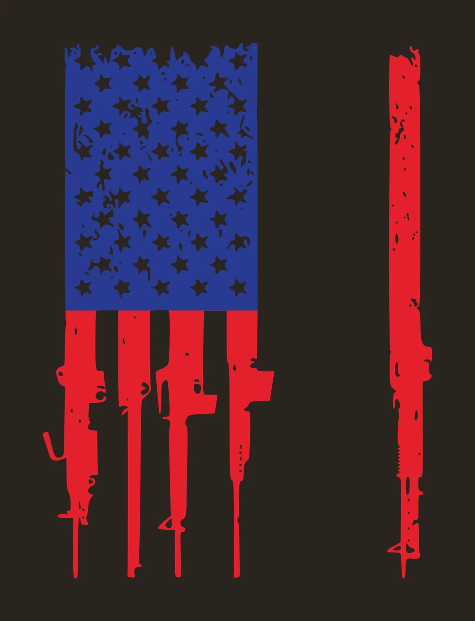 Flag Vertical Graphic With Stars And Rifle Shaped rifles line contrast preview thumbnail