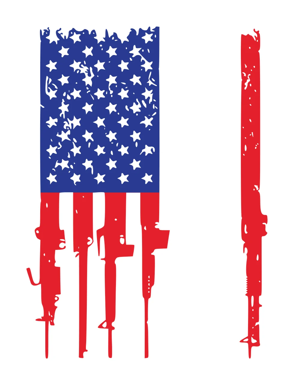 Flag Vertical Graphic With Stars And Rifle Shaped rifles line