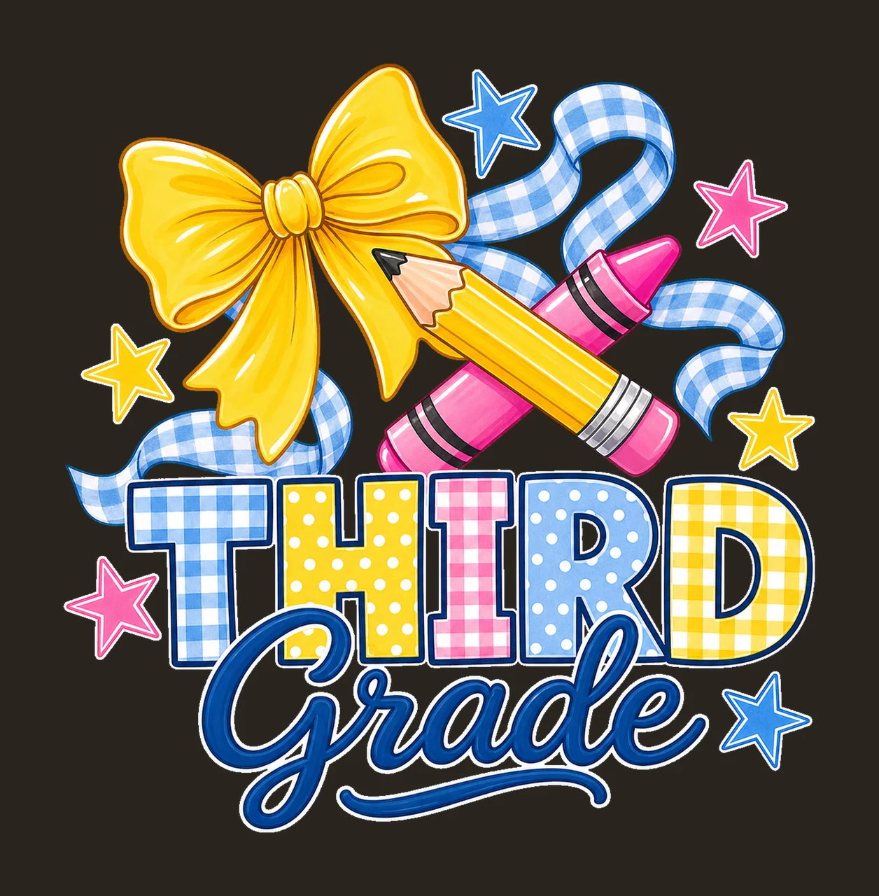 Coquette Back To School Pencil Bow Grade Variation C contrast preview thumbnail