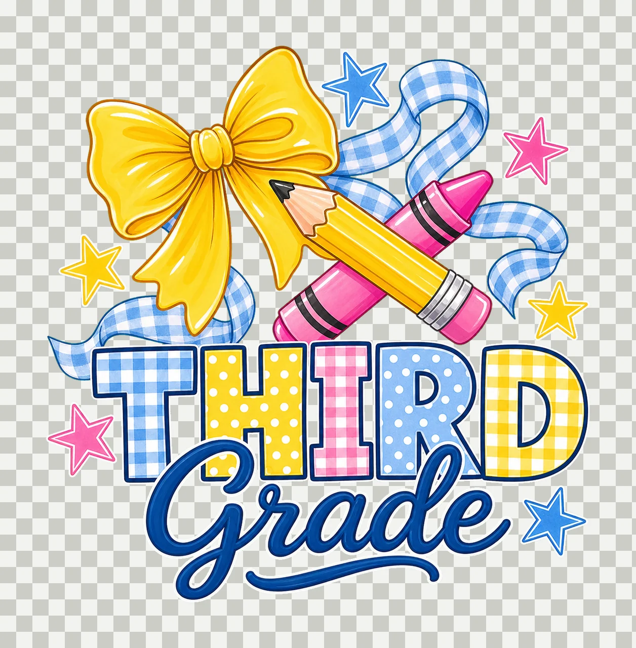 Coquette Back To School Pencil Bow Grade Variation C transparency and detail preview thumbnail