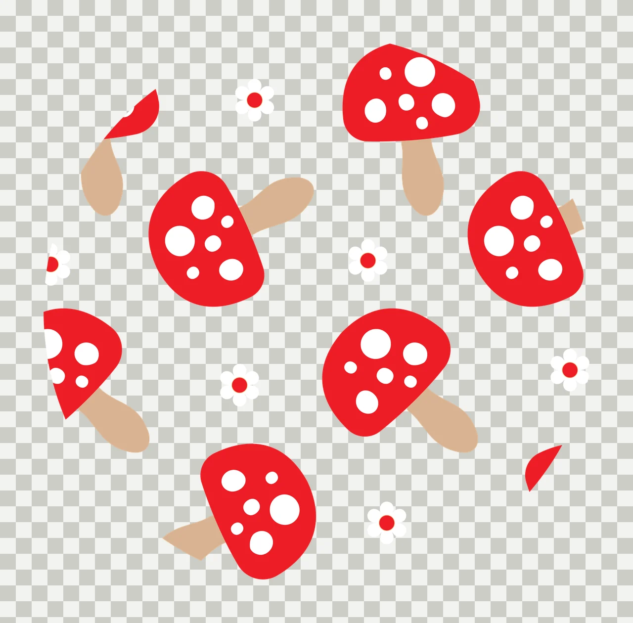 Keychain Mushroom And Flower Outline Circular Pattern mushrooms transparency and detail preview thumbnail