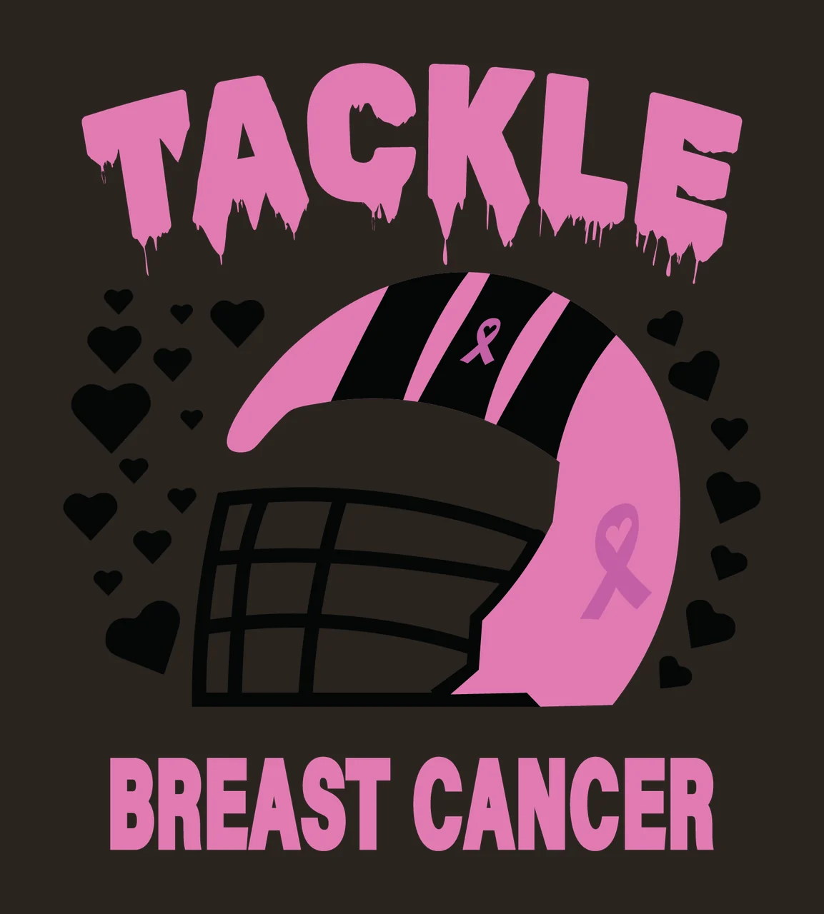 Tackle Breast Cancer Helmet Illustration surrounded heart graphic contrast preview thumbnail
