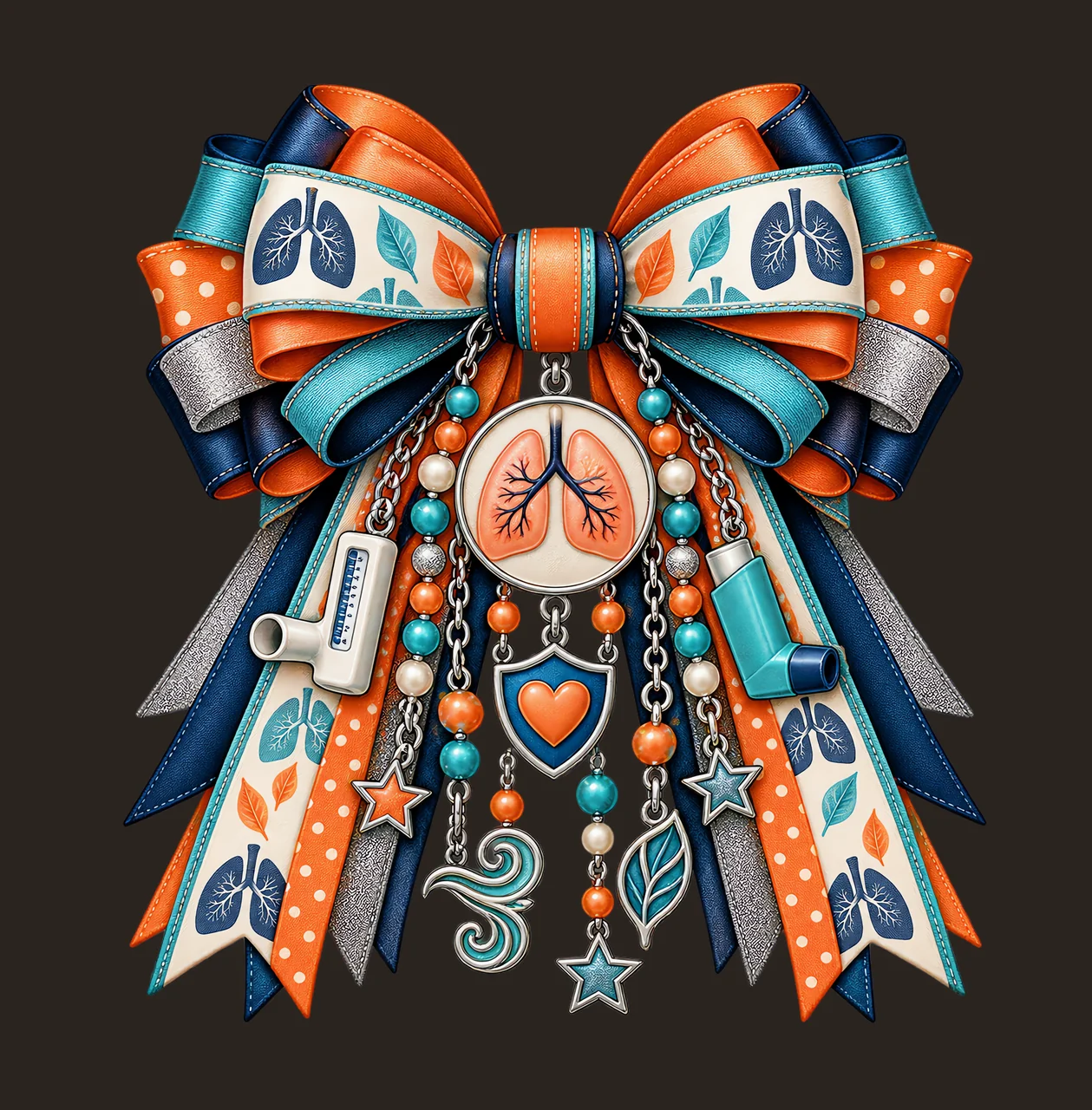 COPD Awareness PNG, Lungs and Inhaler Coquette Bow, No Text Sublimation Clipart, Transparent Digital Download contrast preview thumbnail