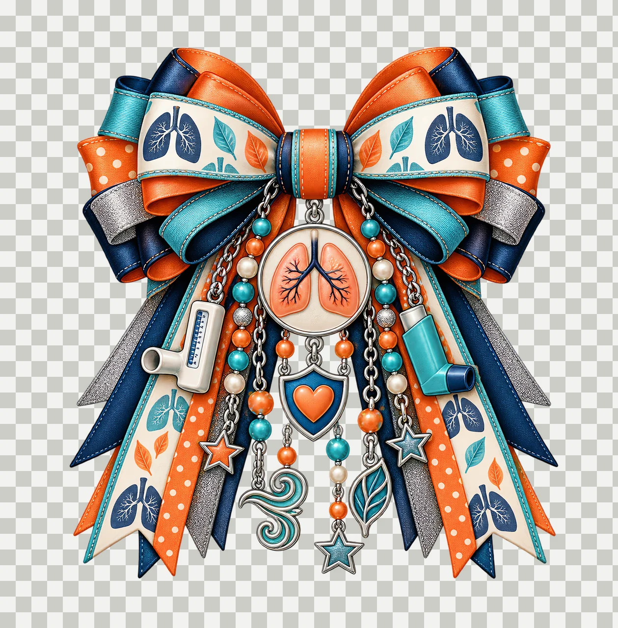 COPD Awareness PNG, Lungs and Inhaler Coquette Bow, No Text Sublimation Clipart, Transparent Digital Download transparency and detail preview thumbnail