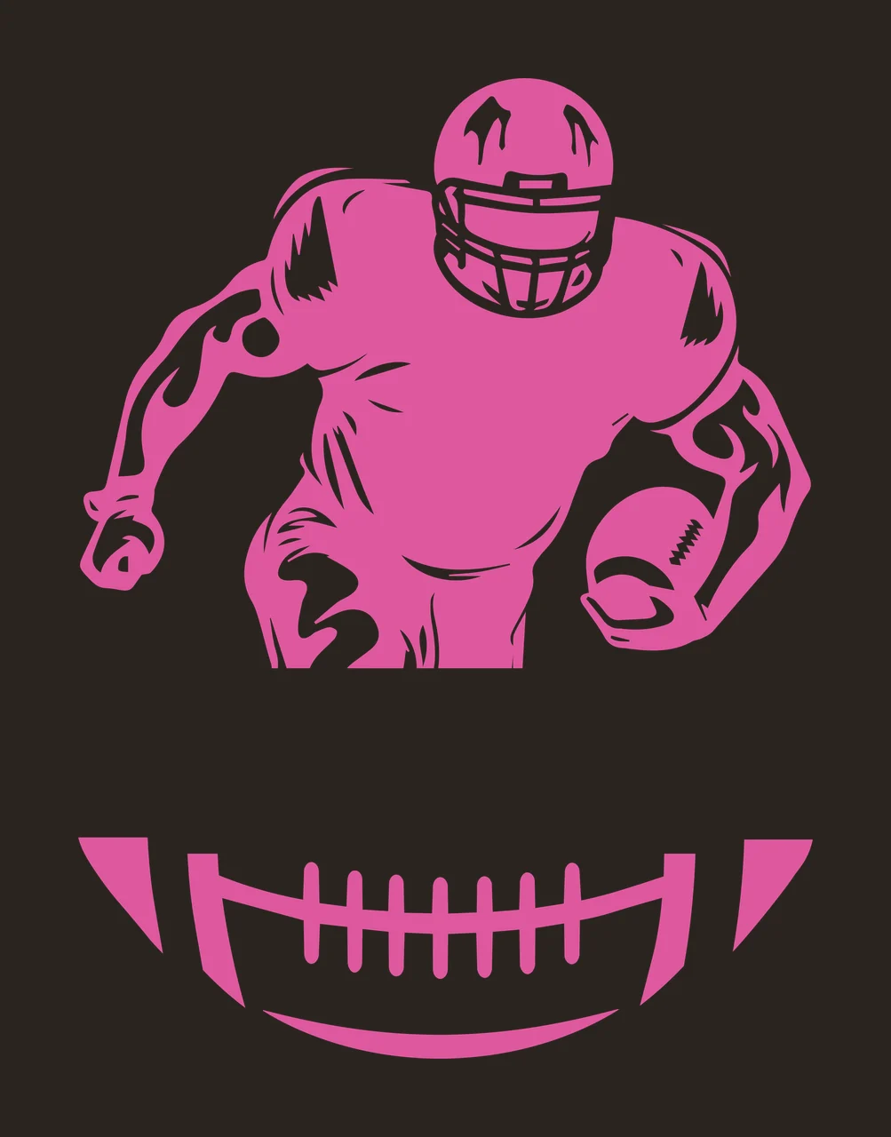 Football Player Running Towards Ball and helmet jersey stencil contrast preview thumbnail