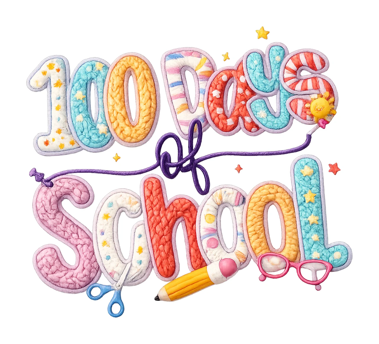 Latch Hook Yarn 100 Days of School Pencil Crochet Design