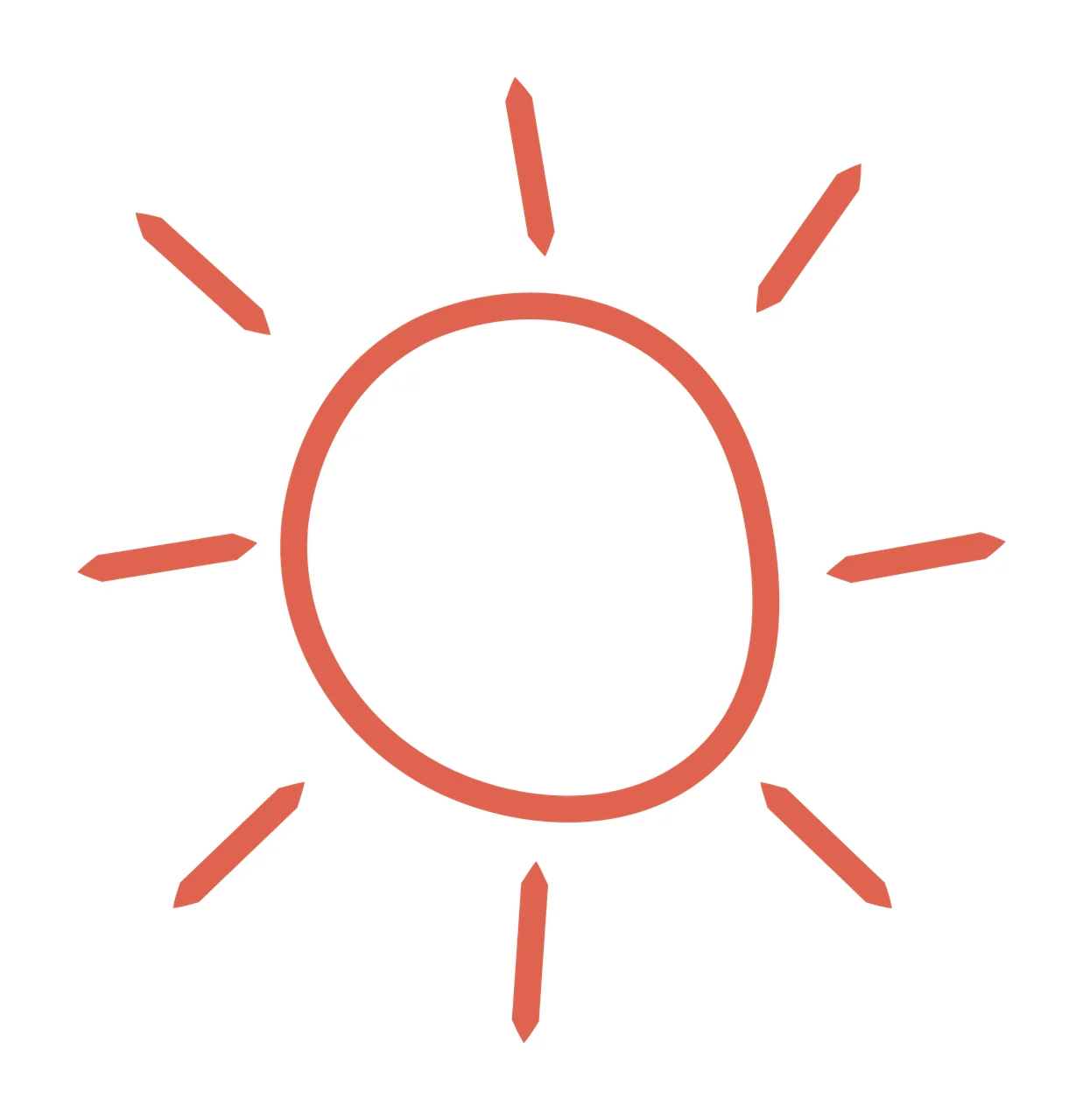 Black Outline Hand Drawn Sun Icon shining circle rays doodle