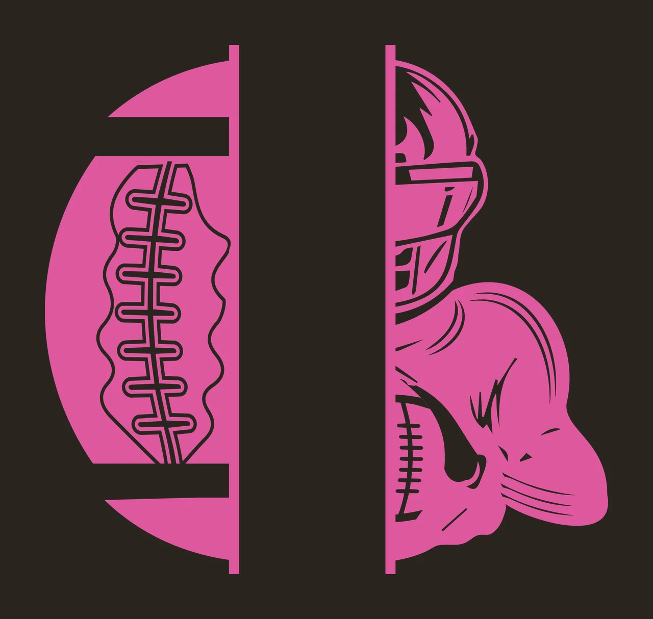 Football Split And Helmet Graphic divider line art black white contrast preview thumbnail
