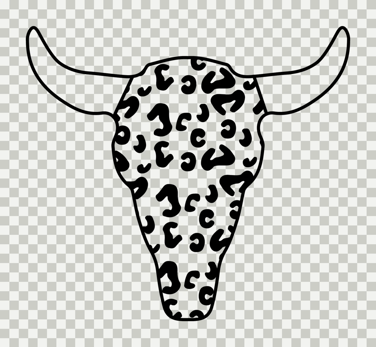 Can Glass Wrap Cow Skull With Leopard Print transparency and detail preview thumbnail