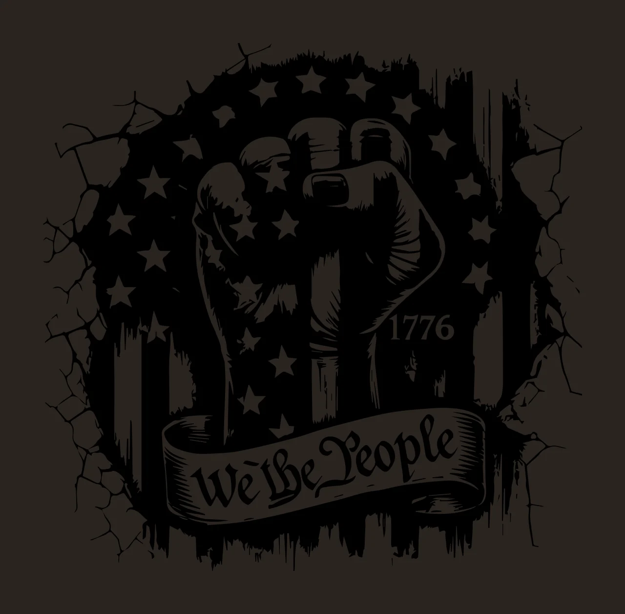 1776 We The People Fist Graphic raising stars stripes ribbon contrast preview thumbnail