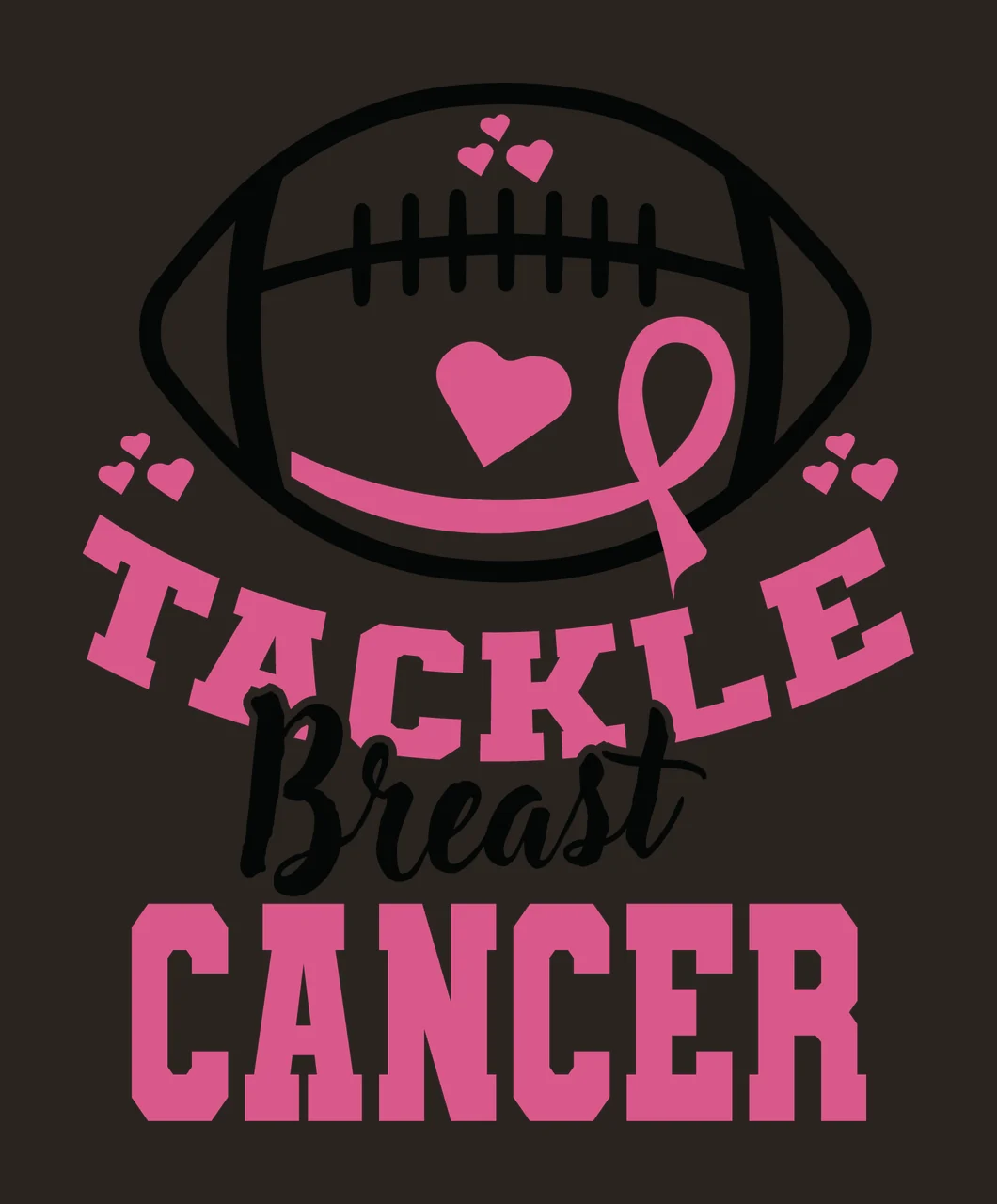 Tackle Breast Cancer Football Graphic heart ribbon typography contrast preview thumbnail