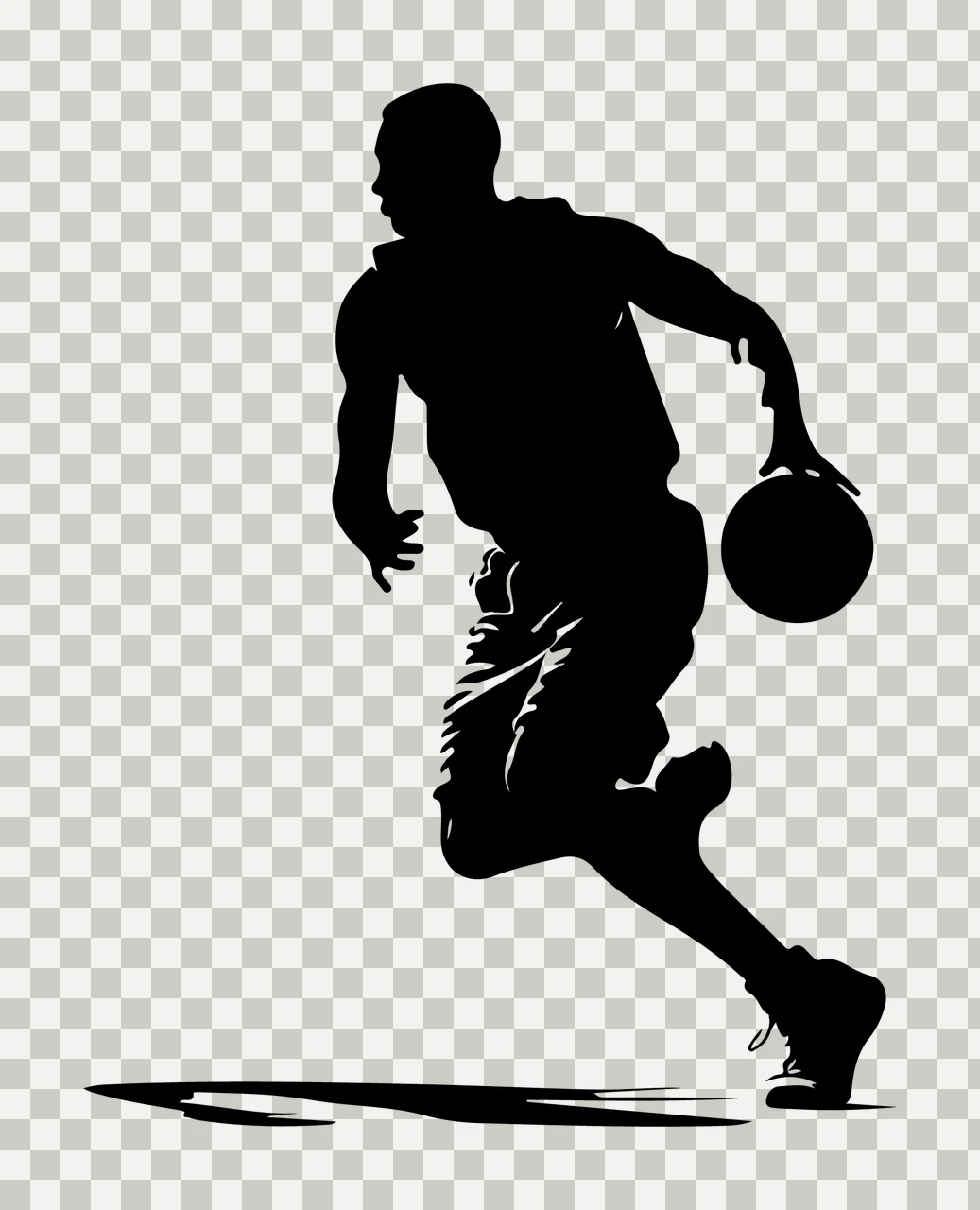 Can Glass Wrap Basketball Player Dribbling Silhouette transparency and detail preview thumbnail