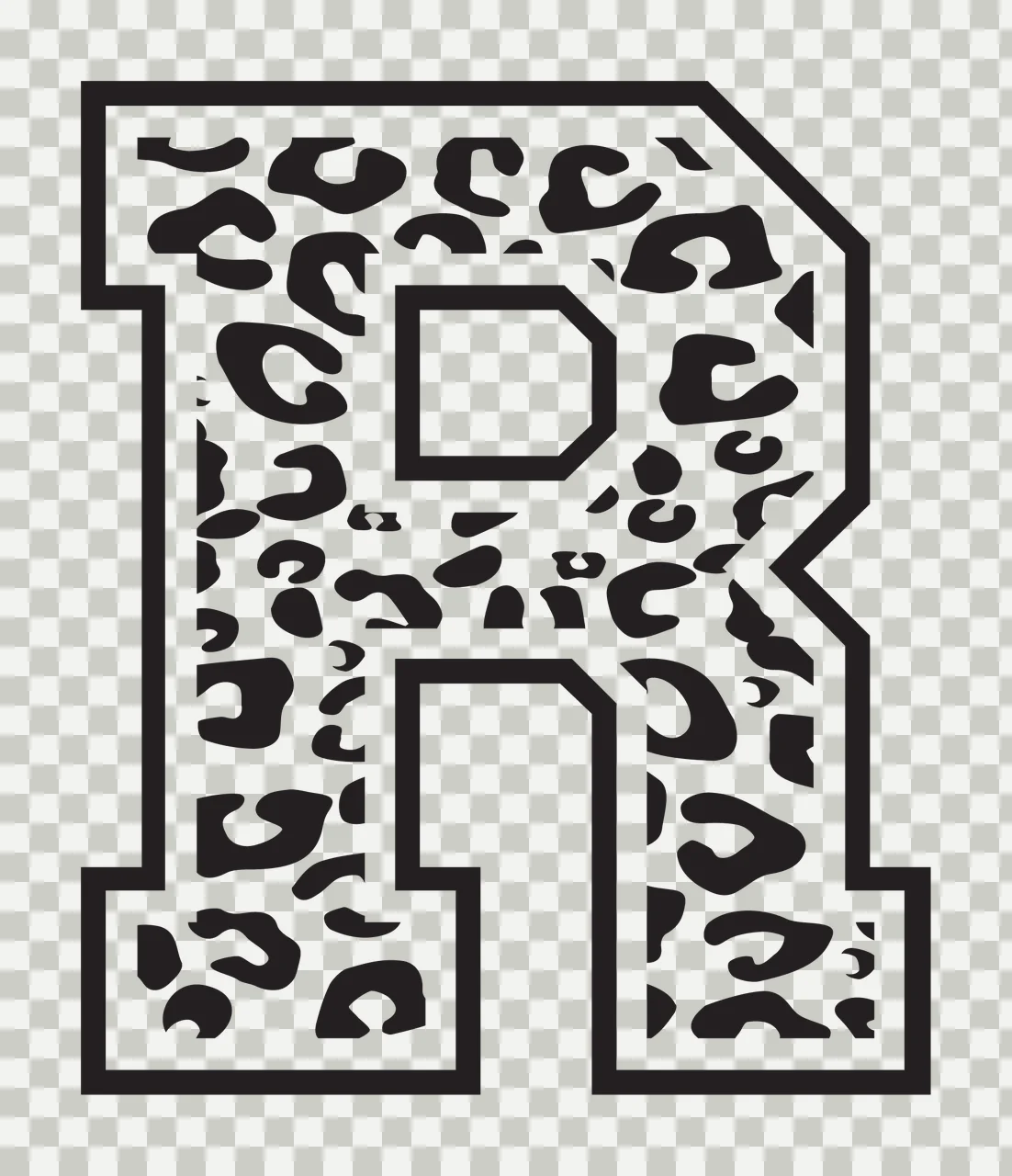 Can Glass Wrap R Letter With Leopard Print transparency and detail preview thumbnail