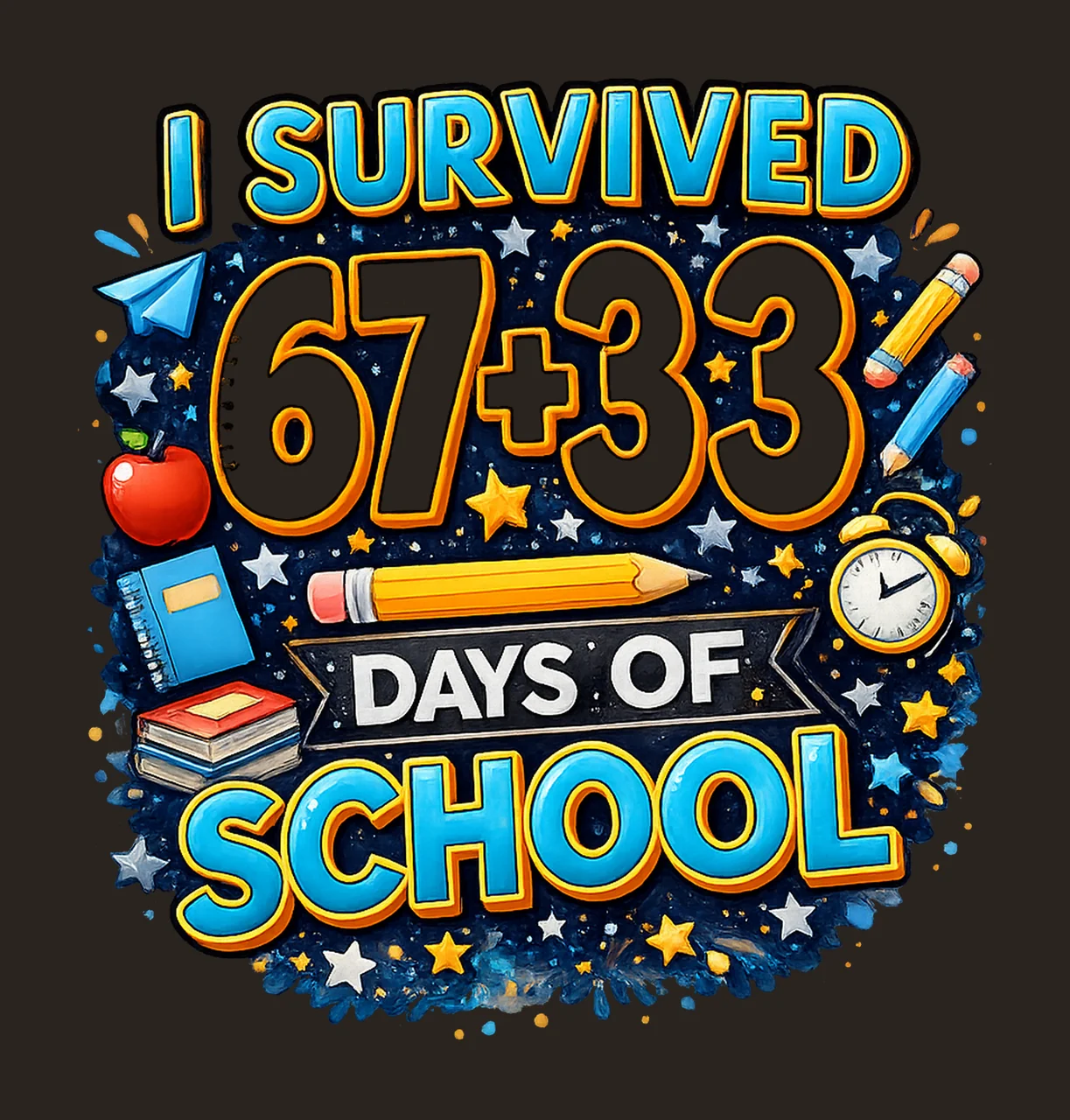 Survived 100 Days Of School 100th Day Celebration Teacher contrast preview thumbnail