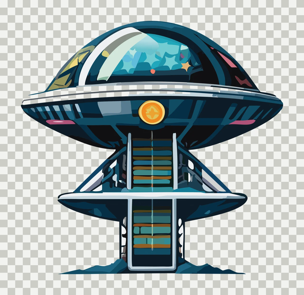 Abstract Dome Structure Silhouette standing stairs platform transparency and detail preview thumbnail