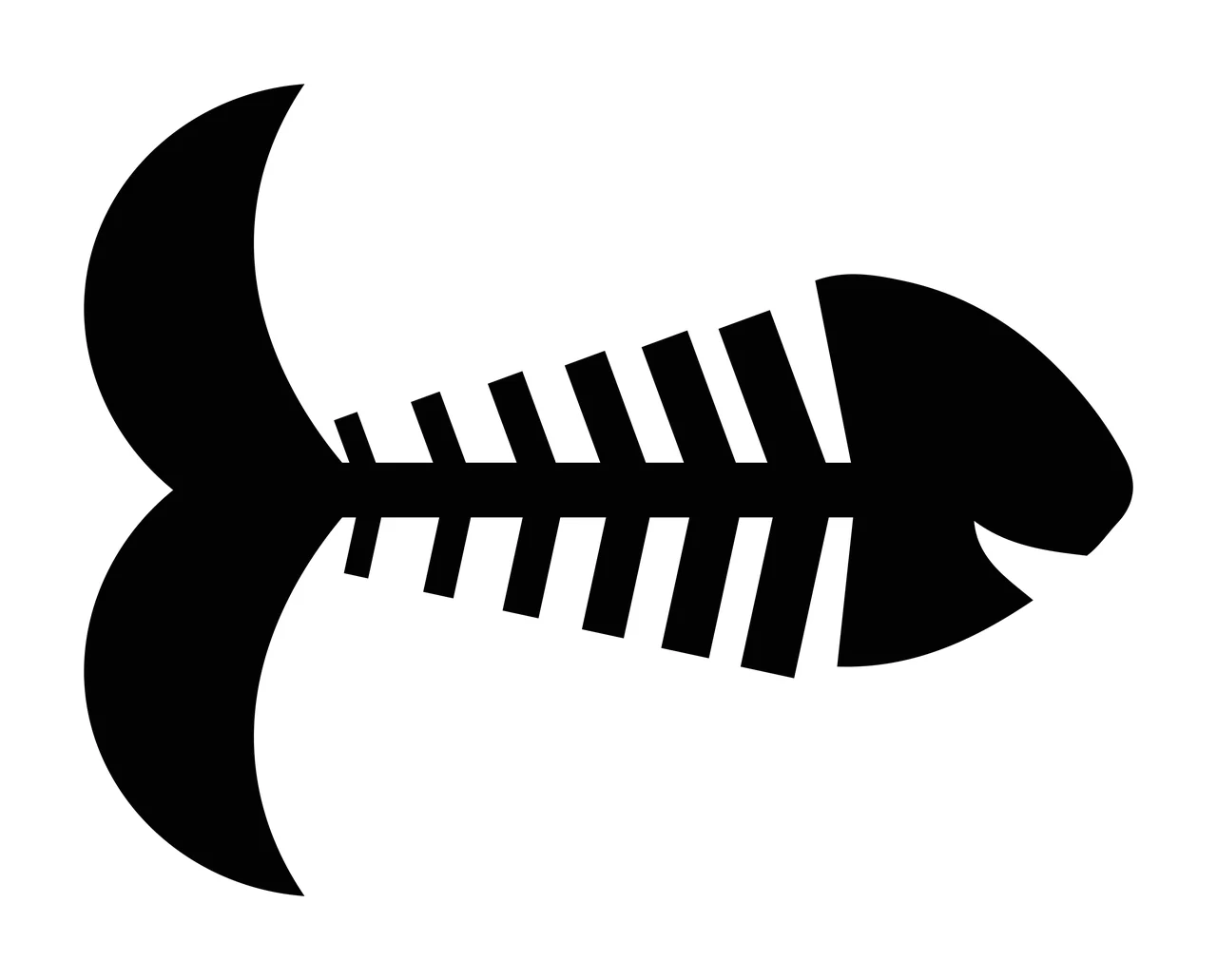 Bones Graphic Silhouette Of A Fish Skeleton Facing ribs tail
