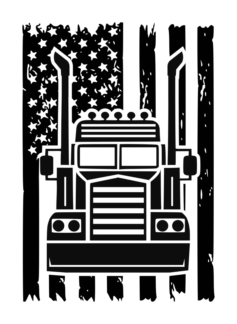 Truck Flag Semi Front View Overlaid On Vertical stationary